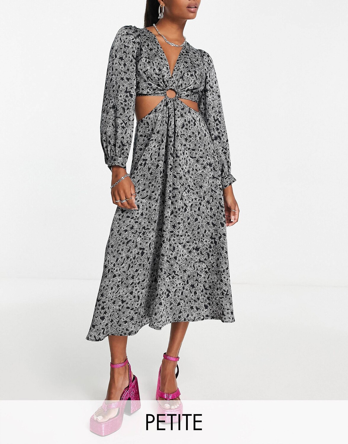 

Моно-платье миди с вырезами и кольцами Topshop Petite