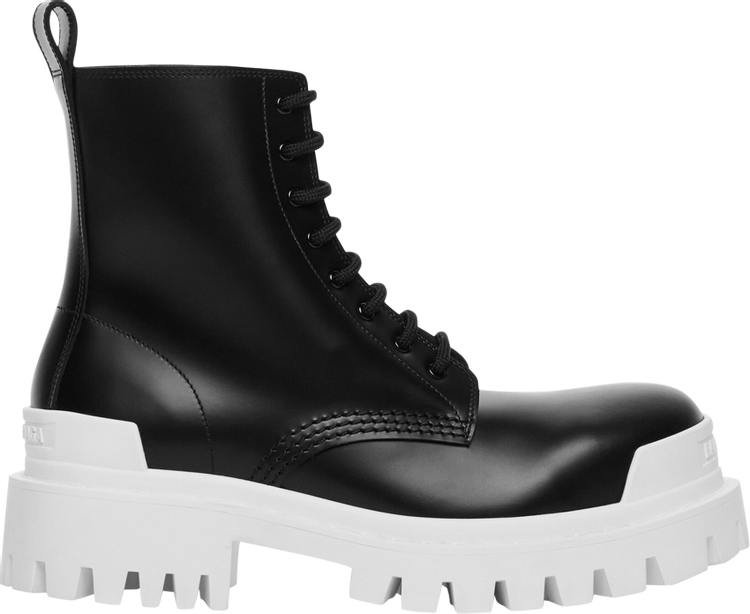 Ботинки Balenciaga Strike Lace-Up Boot Black White, черный