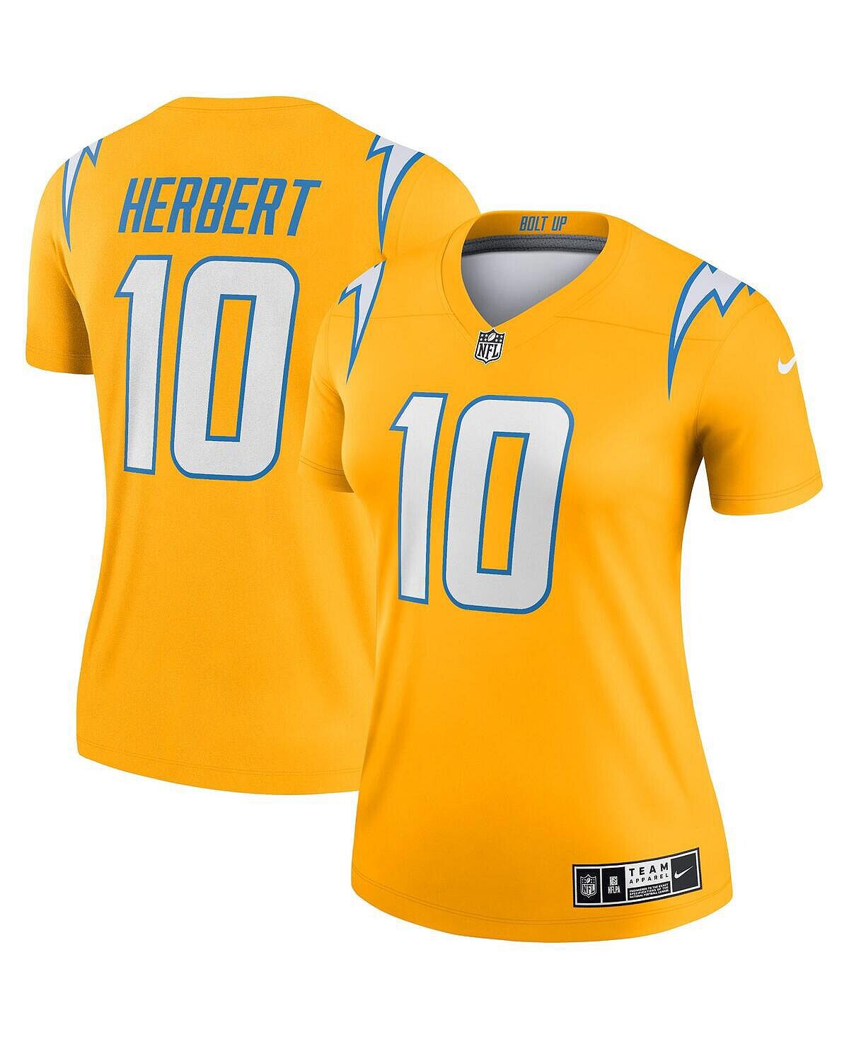 

Женская джерси justin herbert gold los angeles chargers inverted legend Nike, Оранжевый