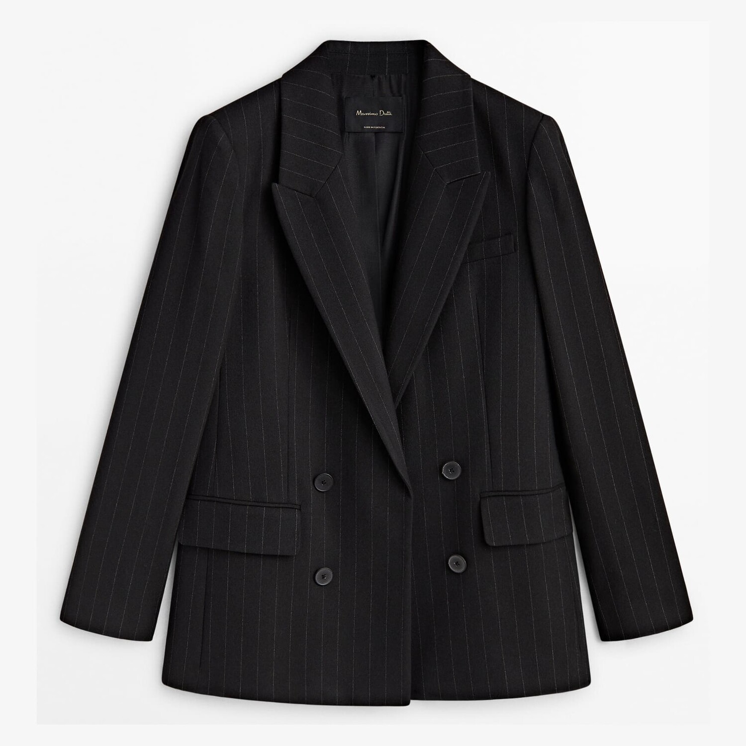 

Блейзер Massimo Dutti False Crossover Pinstriped Suit, темно-серый