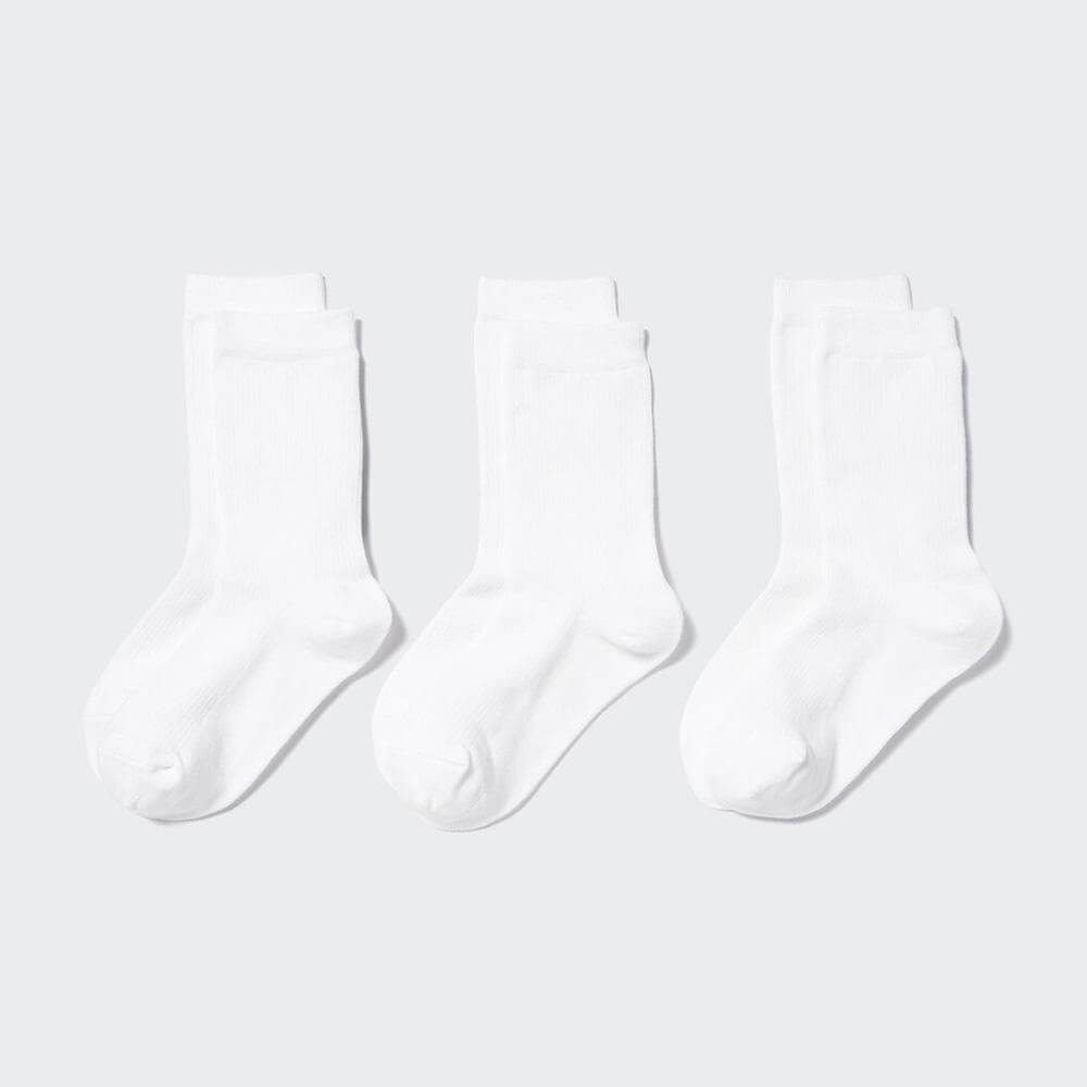 Комплект носков Uniqlo Ribbed, 3 пары, белый