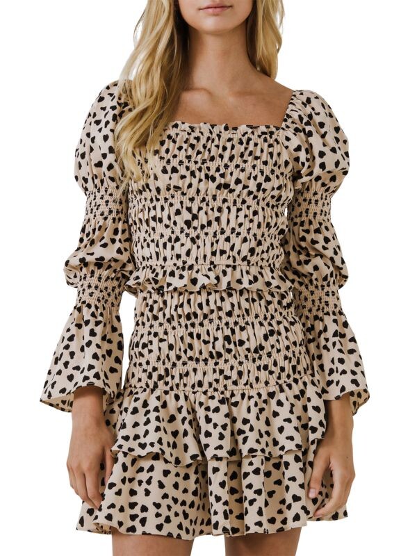 

Присборенный топ с оборками English Factory Beige black