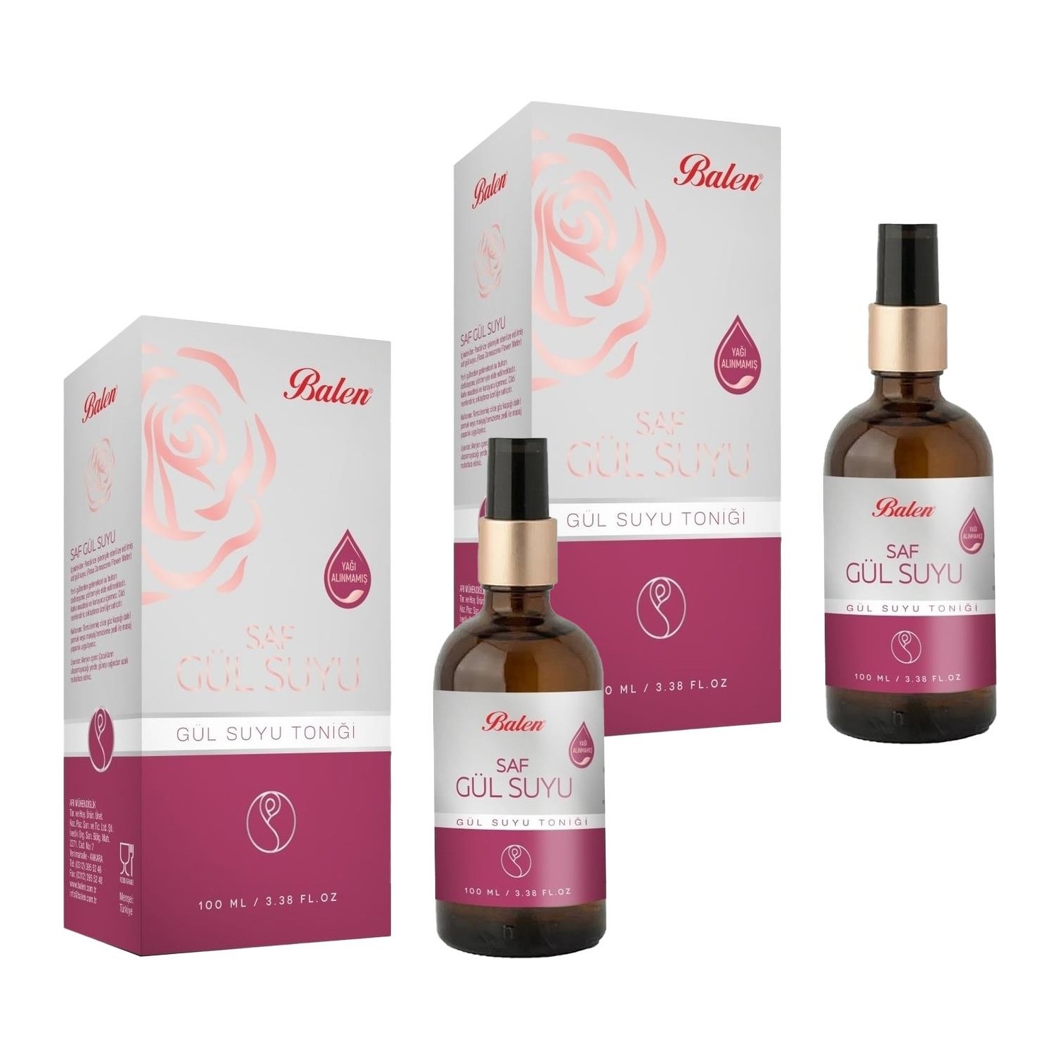Тоник Balen Pure Rose Water, 2 упаковки по 100 мл himalaya для мужчин средство для мытья лица и бороды 2 7 жидких унций 80 мл
