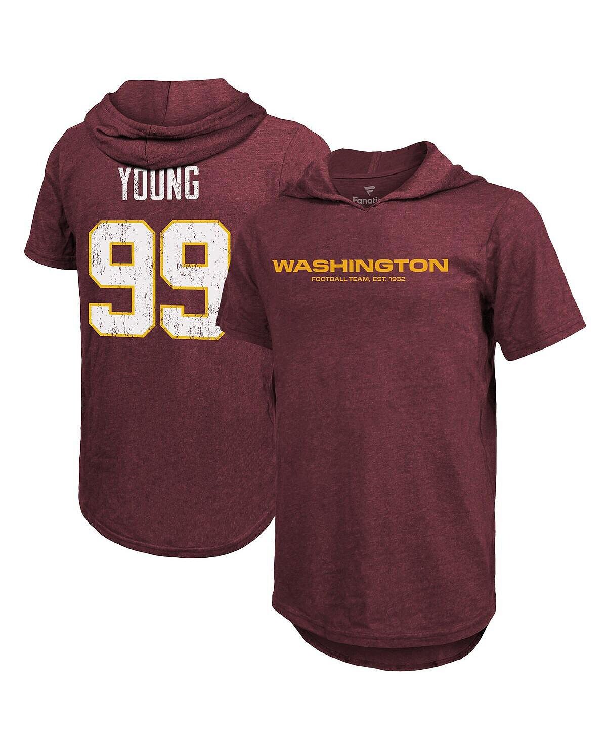 

Мужские фанатики фирменные chase young burgundy washington football team имя игрока футболка с капюшоном Majestic
