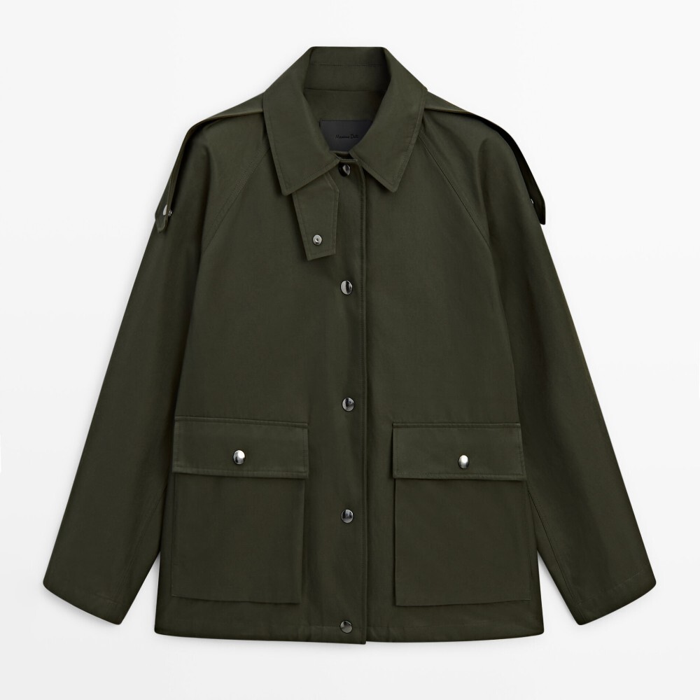 

Парка Massimo Dutti Cropped With Detachable Interior, хаки