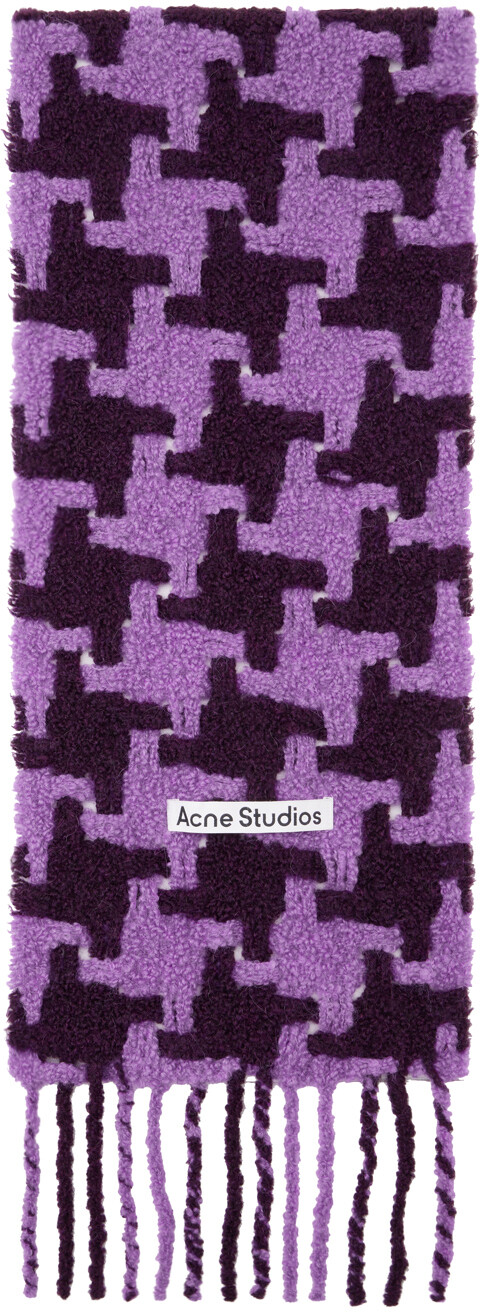 

Пурпурно-бордовый шарф с узором \гусиные лапки\"" Acne Studios