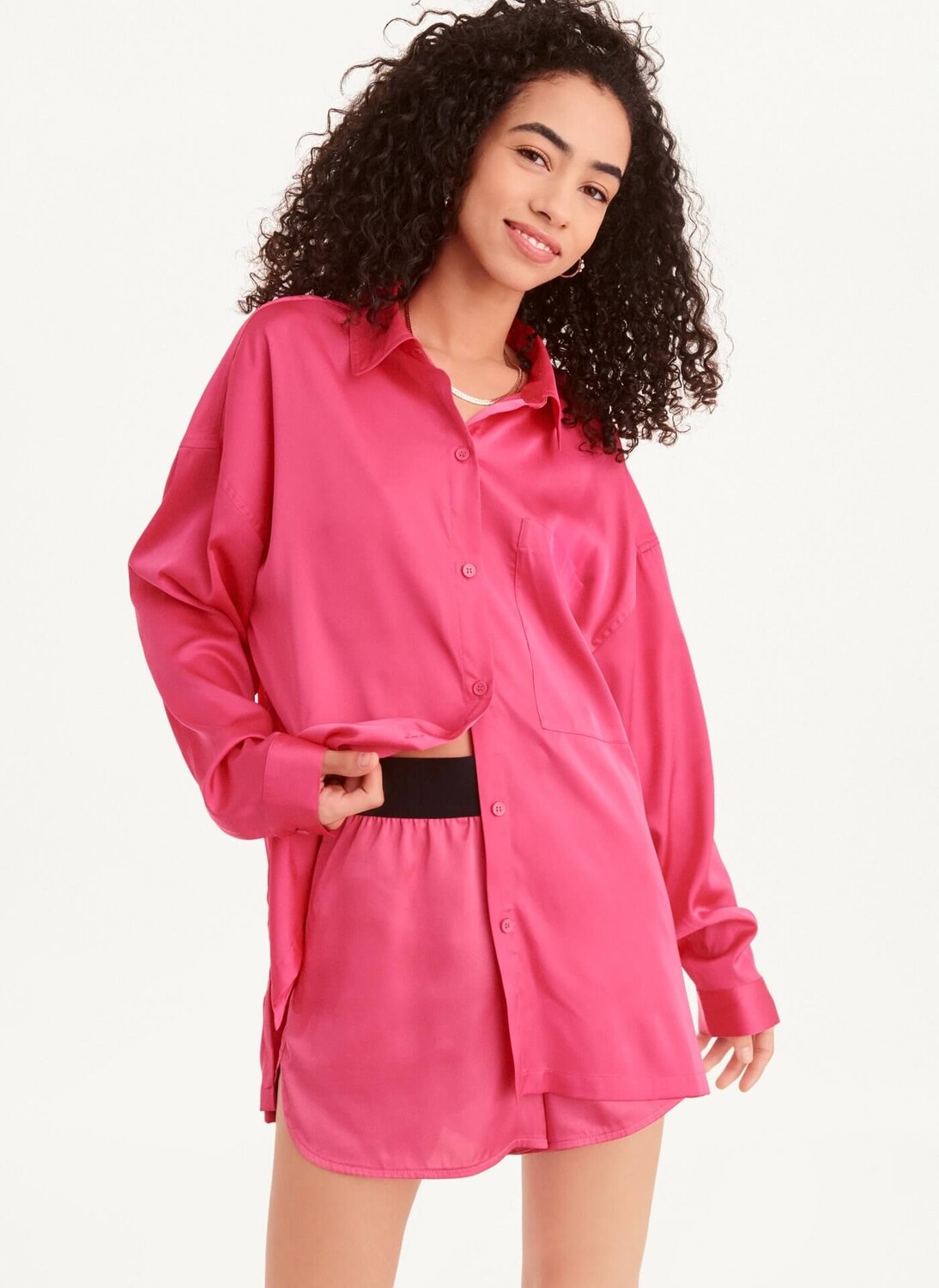 

Рубашка DKNY Relaxed Button Down, фуксия