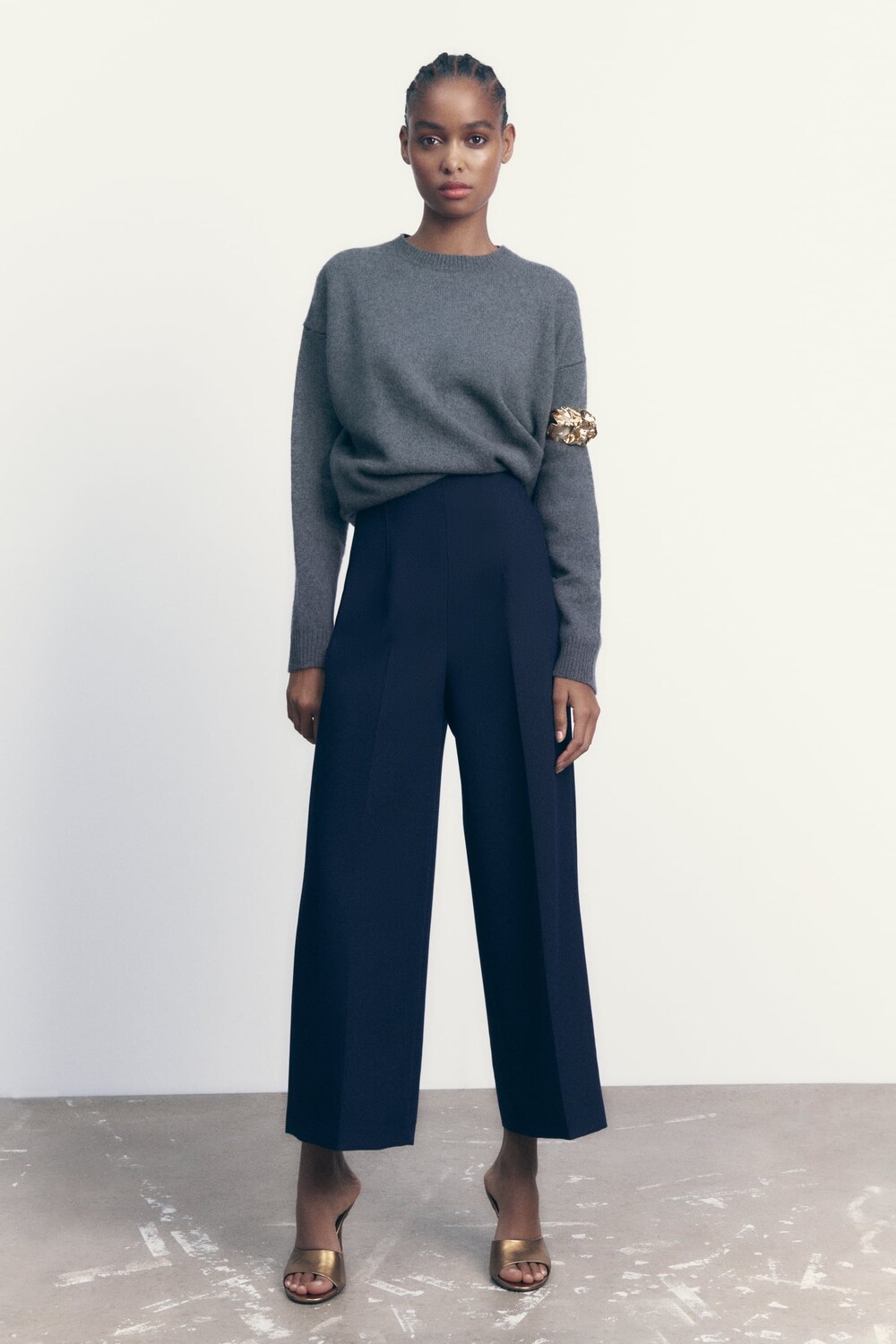 

Брюки трюки ZARA, темно-синий
