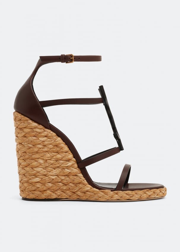 

Эспадрильи SAINT LAURENT Cassandra wedge espadrilles, коричневый