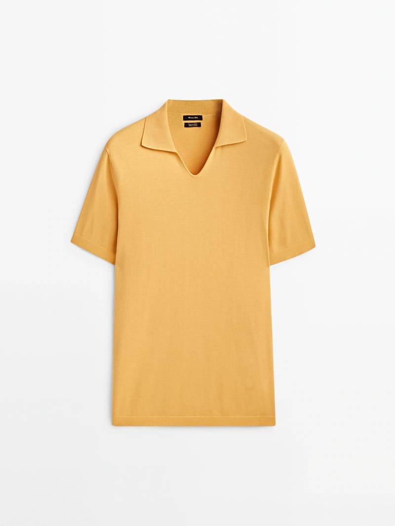 

Свитер с короткими рукавами Massimo Dutti Milano Knit Polo, желтый