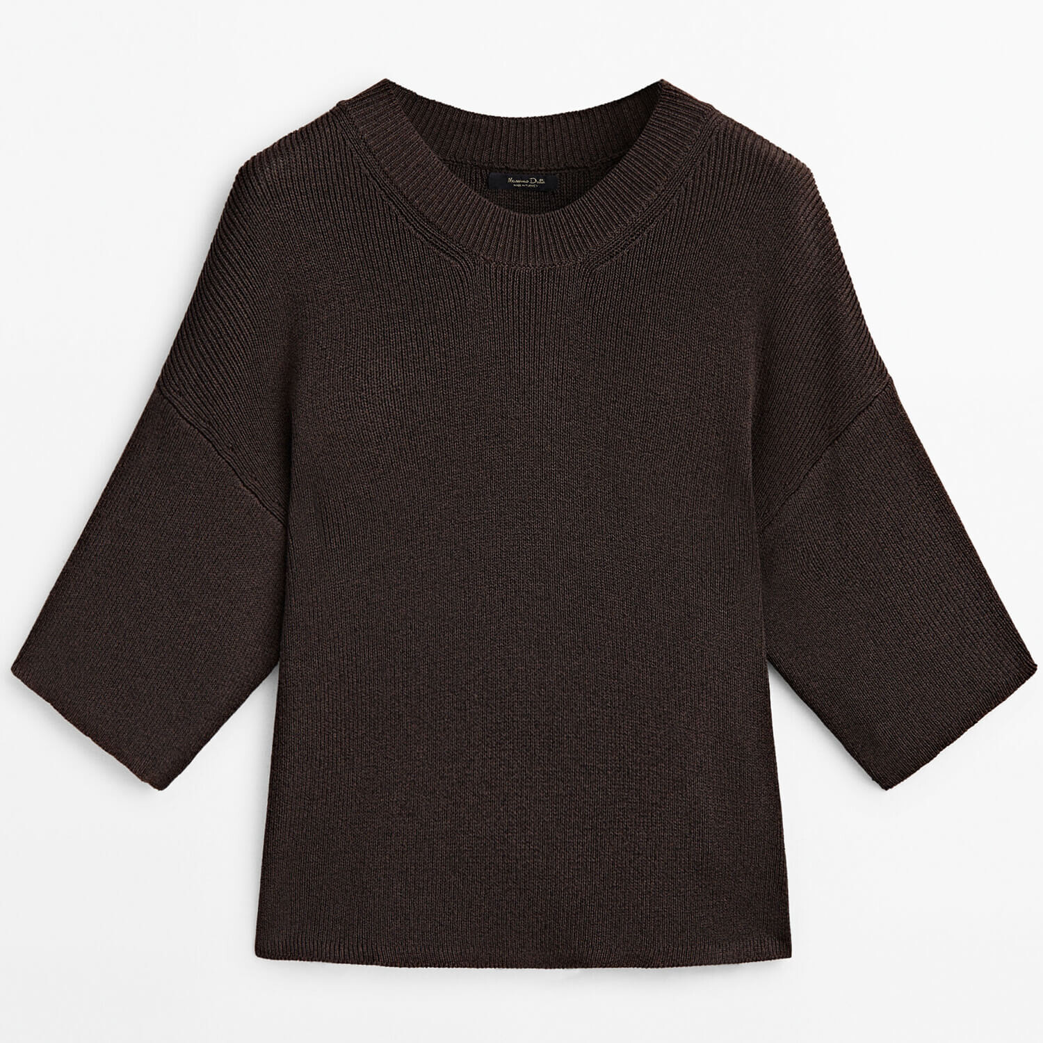 

Свитер Massimo Dutti Knit With 3/4 Sleeves, коричневый
