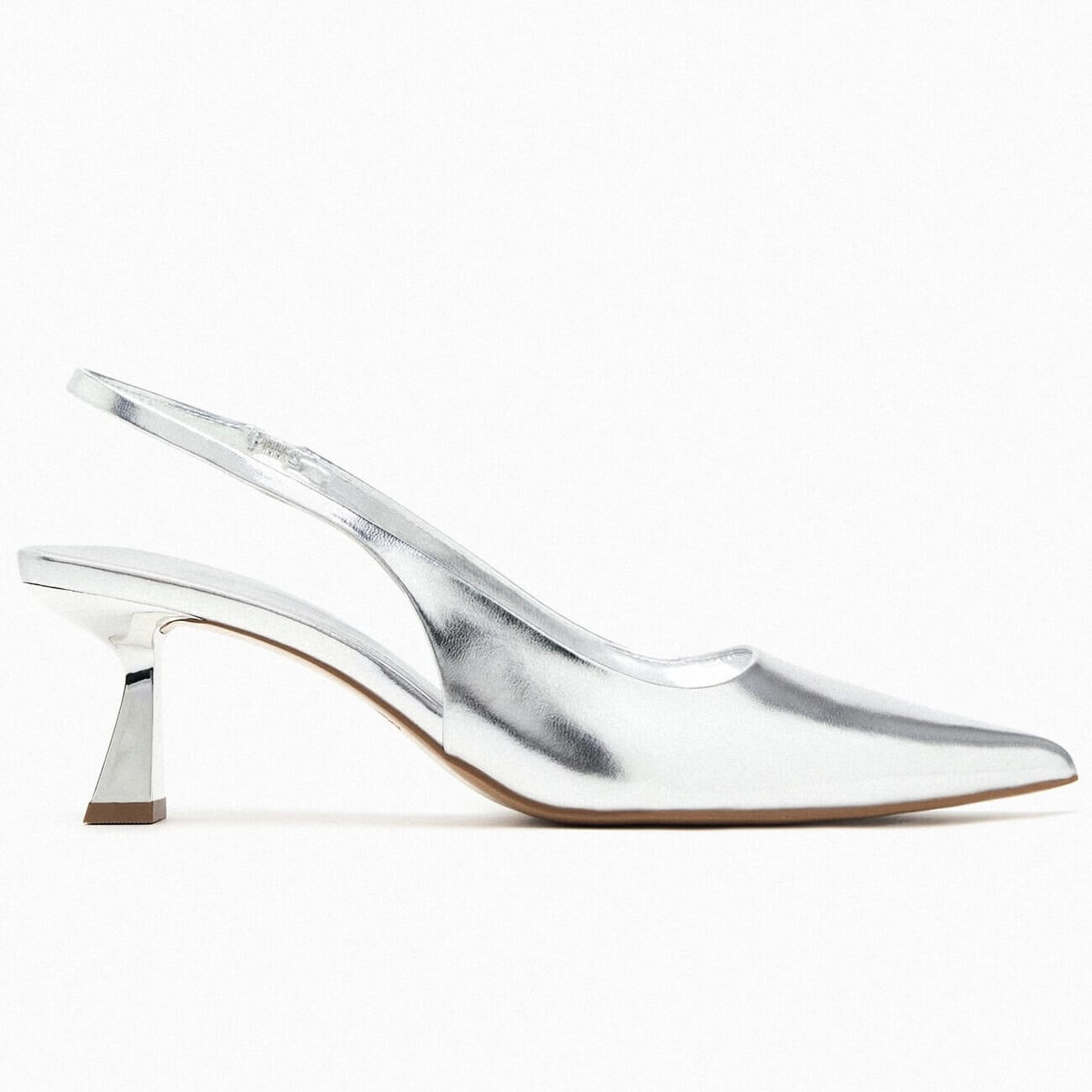 

Туфли Zara Heeled Slingback Metallic, серебристый