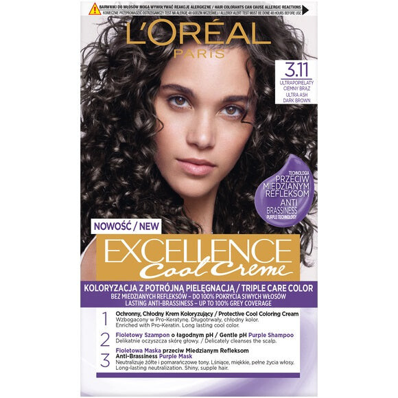 

L'Oreal Paris Краска для волос Excellence Cool Creme 3.11 Ультра Пепельный Темно-Коричневый
