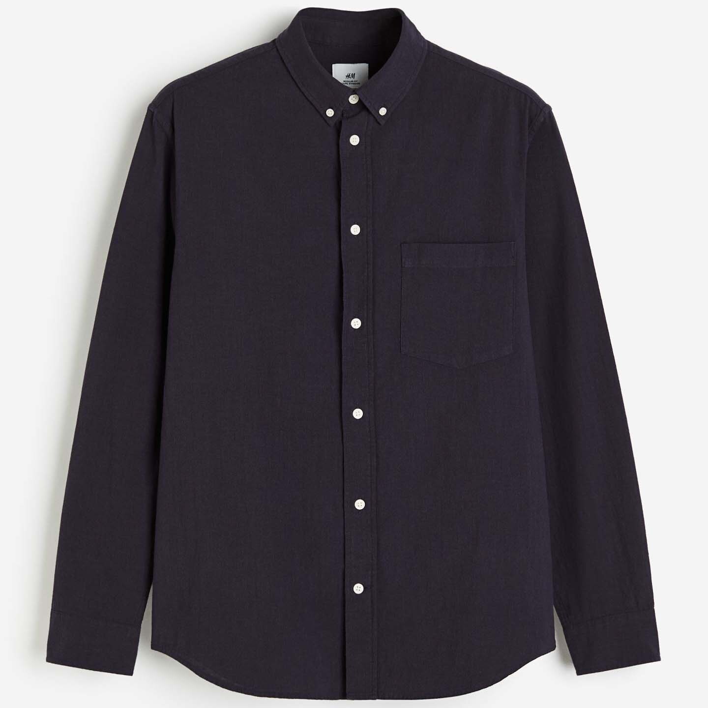 

Рубашка H&M Regular Fit Textured, темно-синий