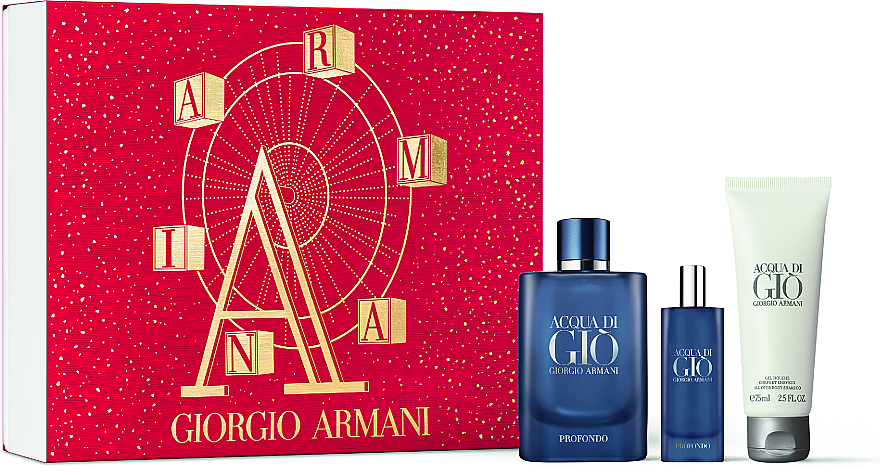 Парфюмерный набор Giorgio Armani Acqua di Gio Profondo дорожный набор парфюмерной воды giorgio armani acqua di gioia 30 мл 15 мл 2 предмета