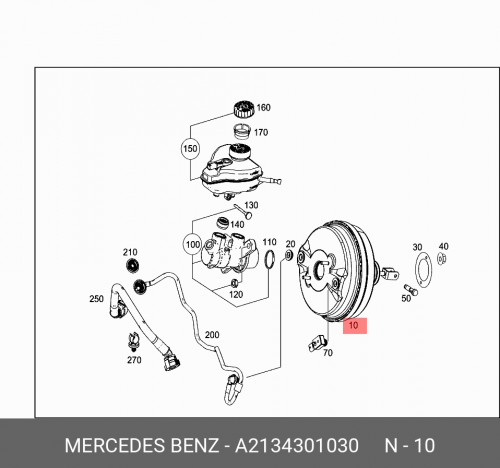 Усилитель тормозов вакуумный A2134301030 MERCEDES-BENZ