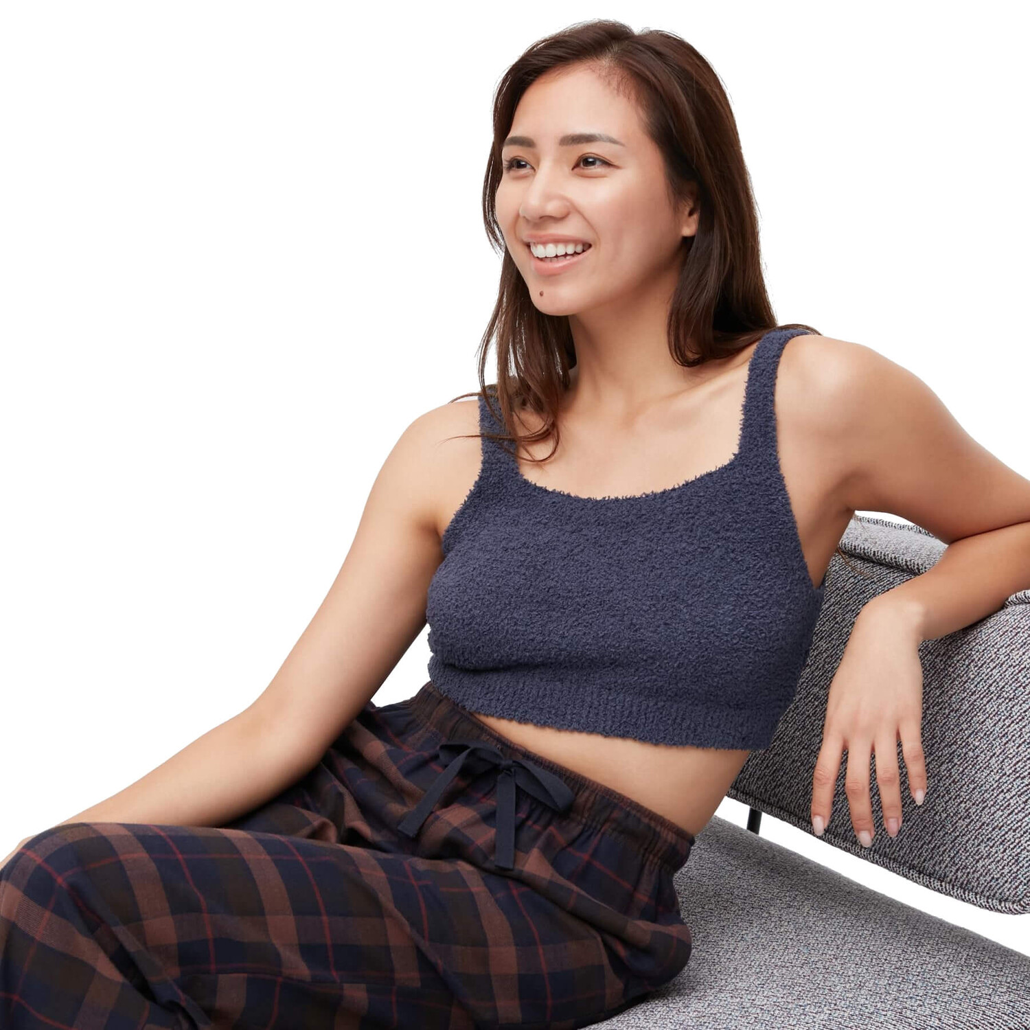 

Топ Uniqlo Soft Fluffy Relaxed Fit Bralette, синий