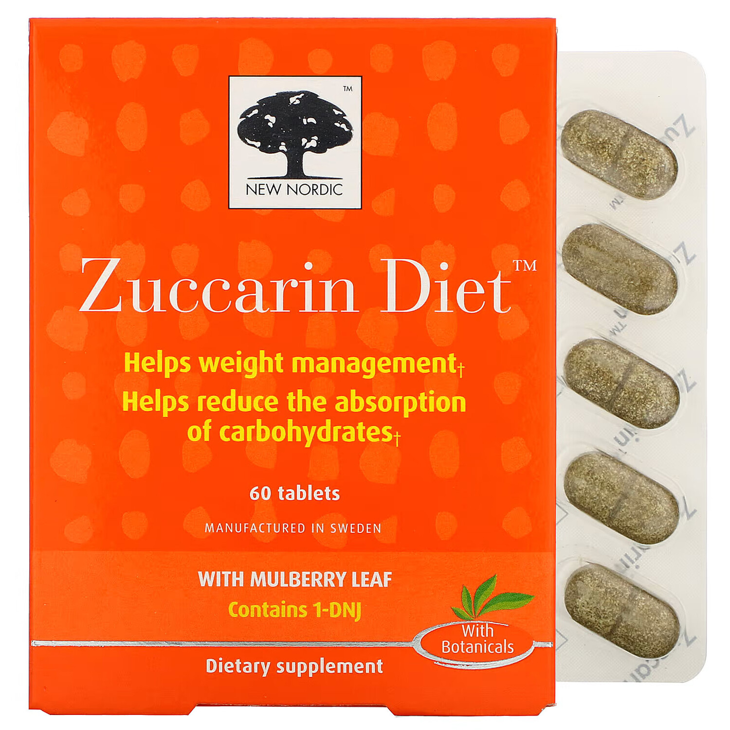 

New Nordic, Zuccarin Diet, добавка для похудения, 60 таблеток