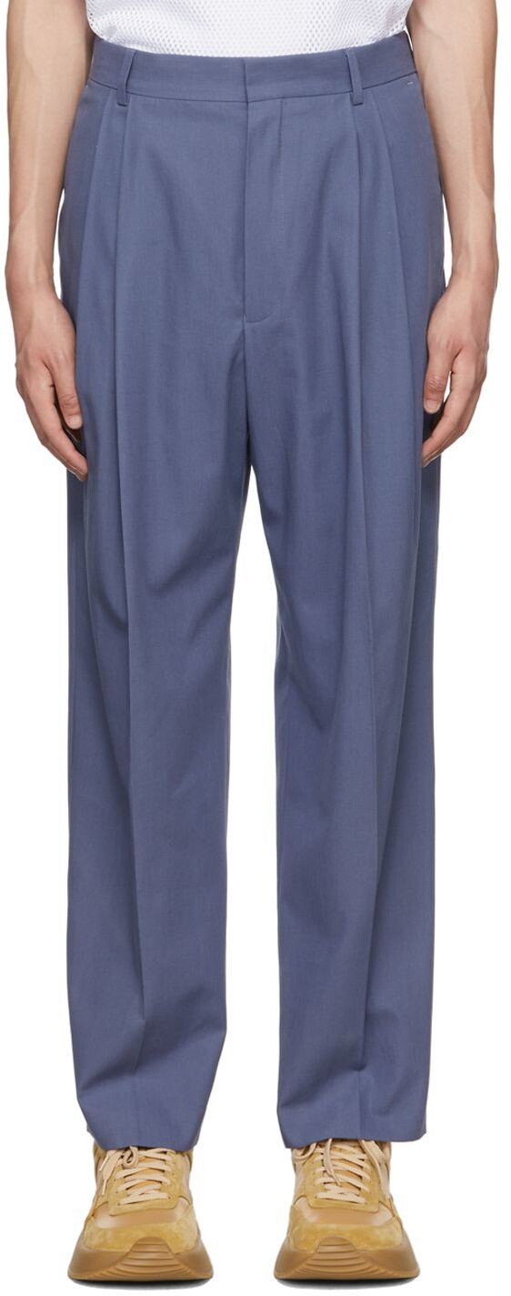 

Синие брюки из хлопкового габардина Dries Van Noten, Синий