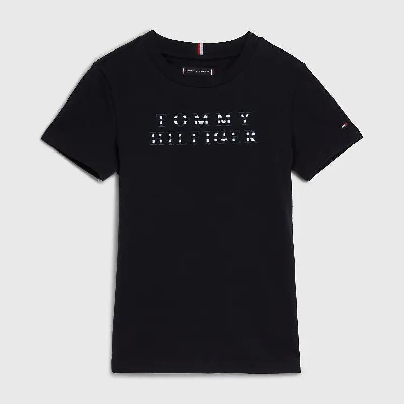 

Футболка Tommy Hilfiger Kids' Breton Stripe Logo, черный