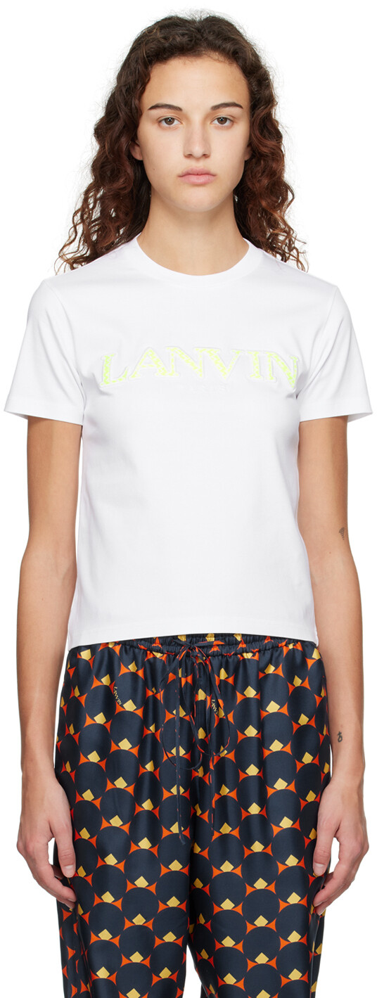 

Белая футболка с бордюрным принтом Lanvin