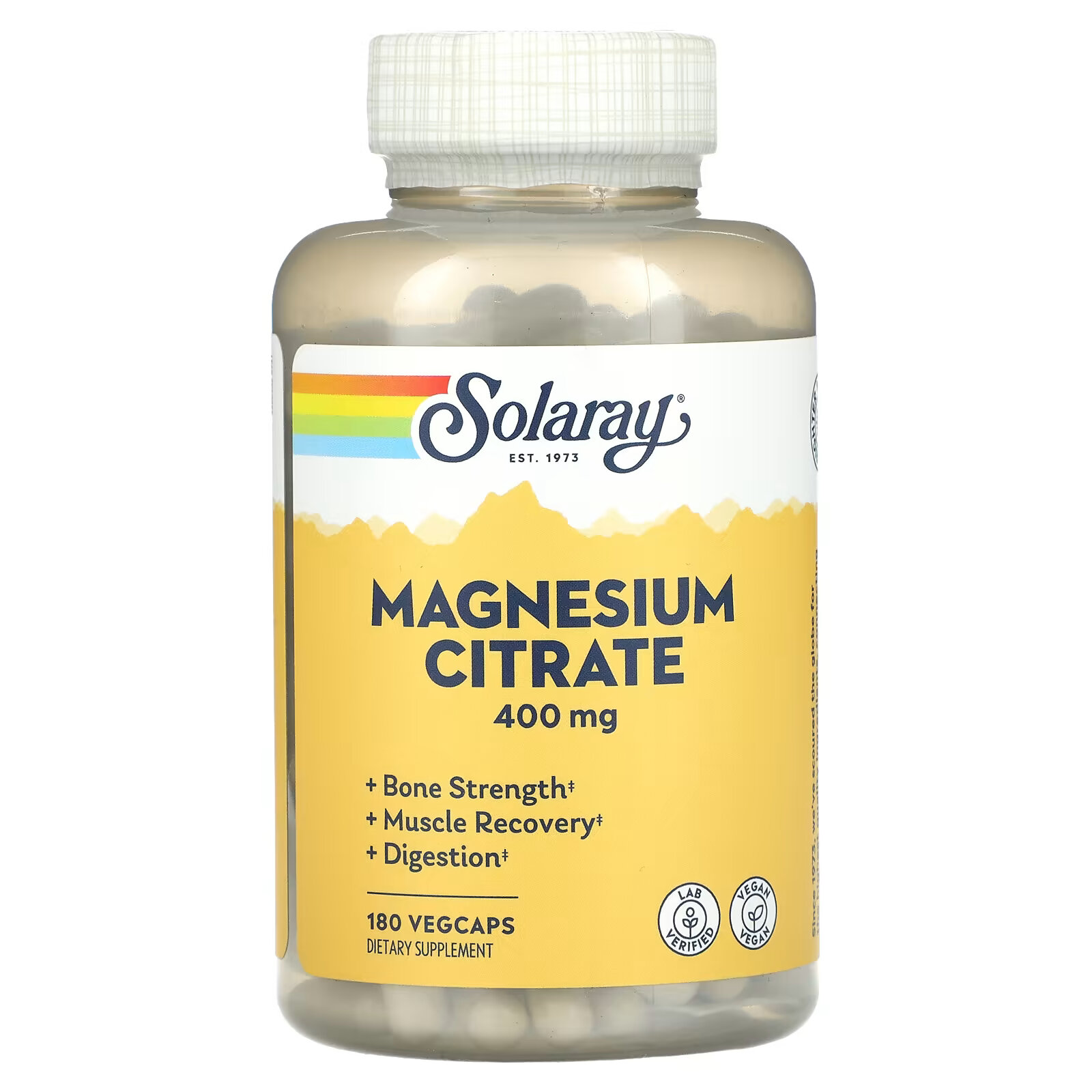Solaray, Цитрат магния, 133 мг, 180 растительных капсул solaray цитрат кальция и магния с витамином d2 90 растительных капсул