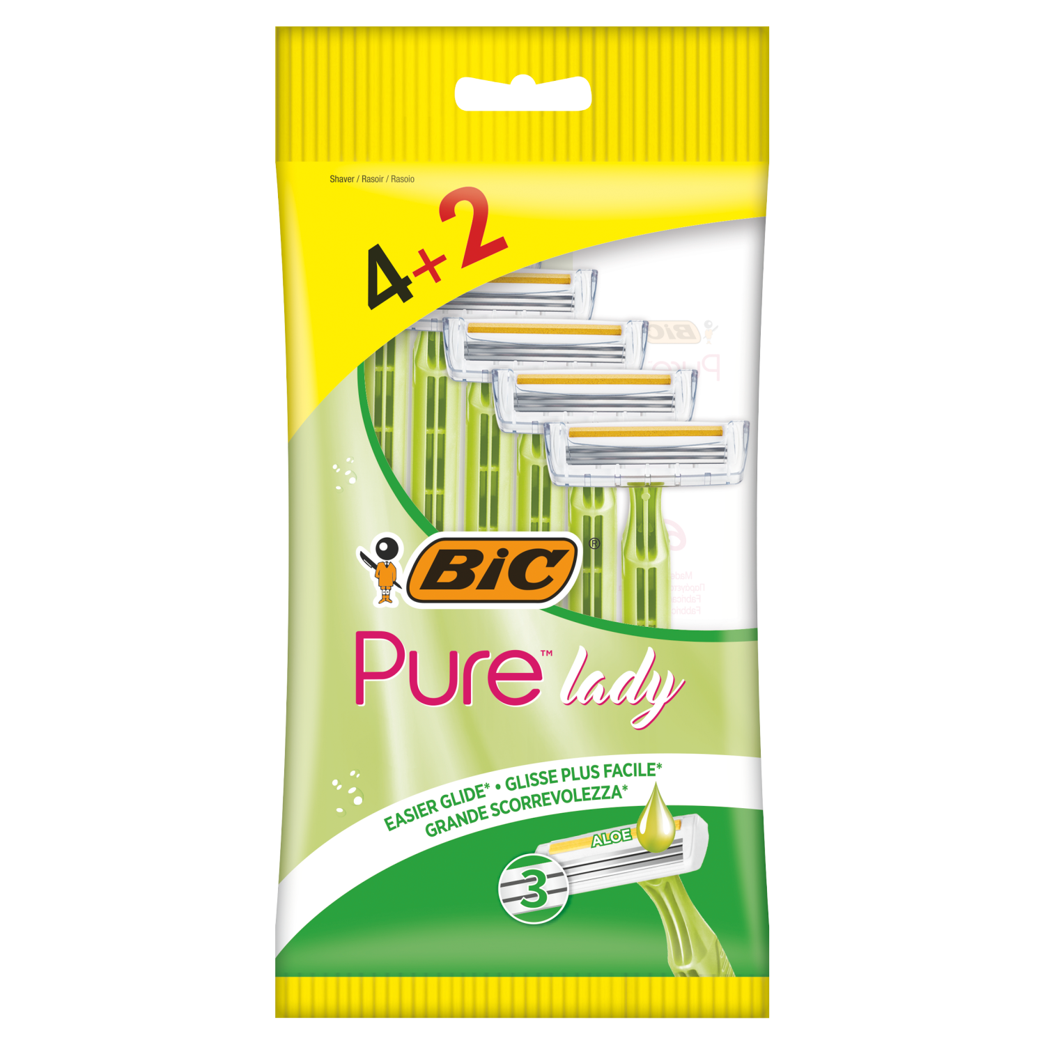 

Bic Pure 3 Lady женская бритва, 4+2 шт/уп.