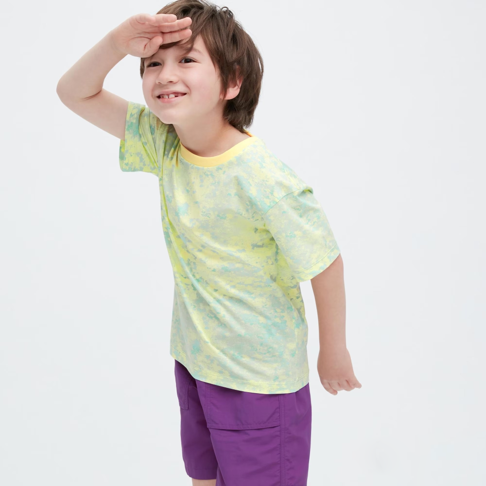 

Футболка Uniqlo Kids Ultra Stretch Dry-ex Printed Crew Neck Short Sleeved, желтый