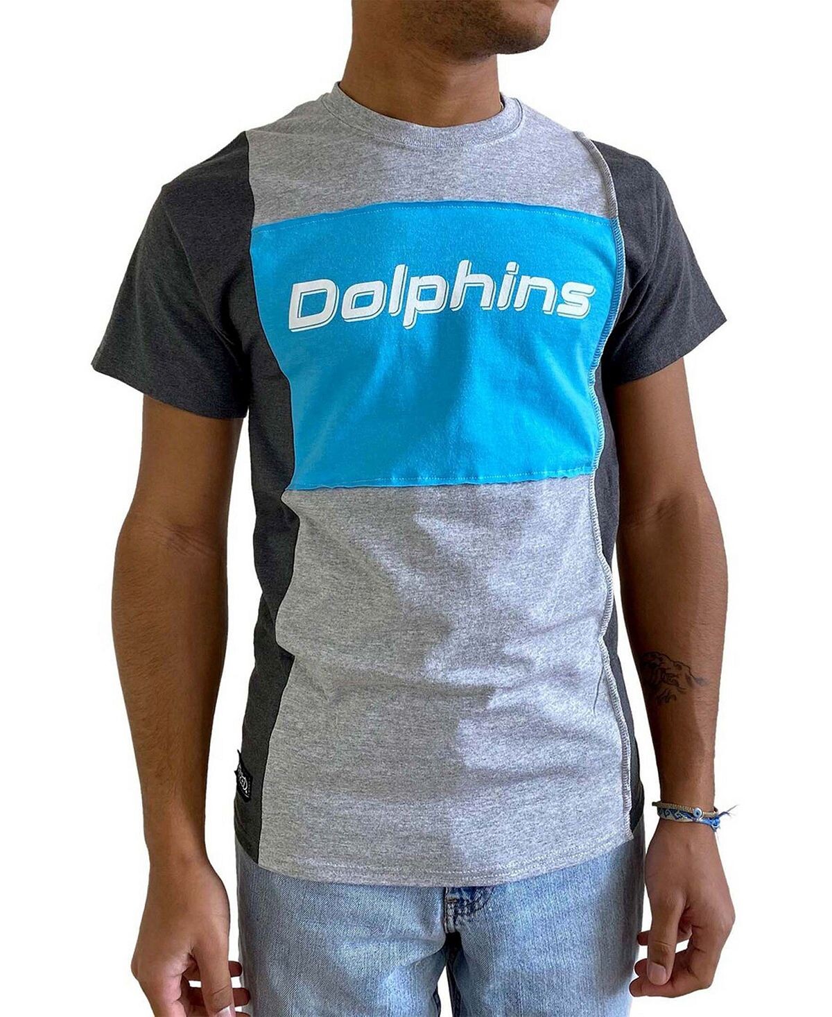 

Мужская серая футболка miami dolphins с разрезом меланжевого цвета Refried Apparel, мульти