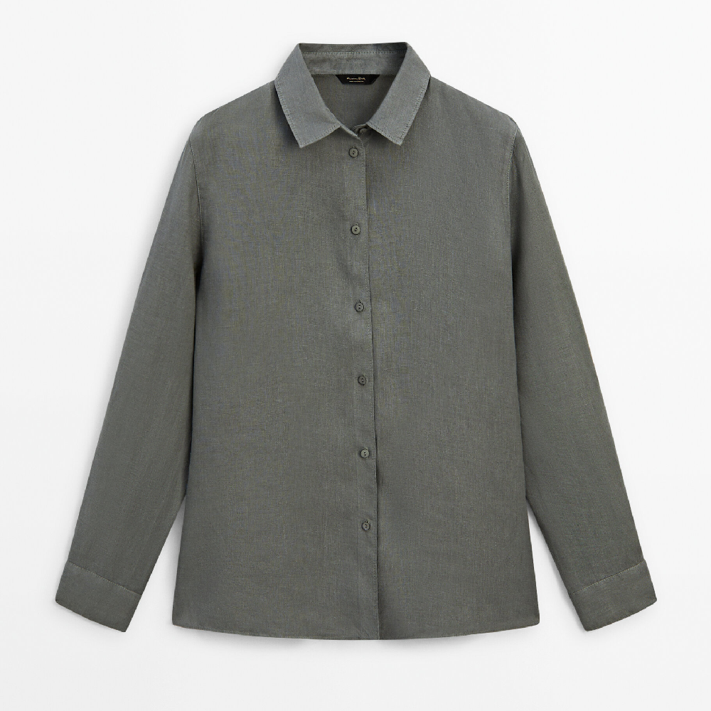 Рубашка Massimo Dutti 100% Linen, серый фото