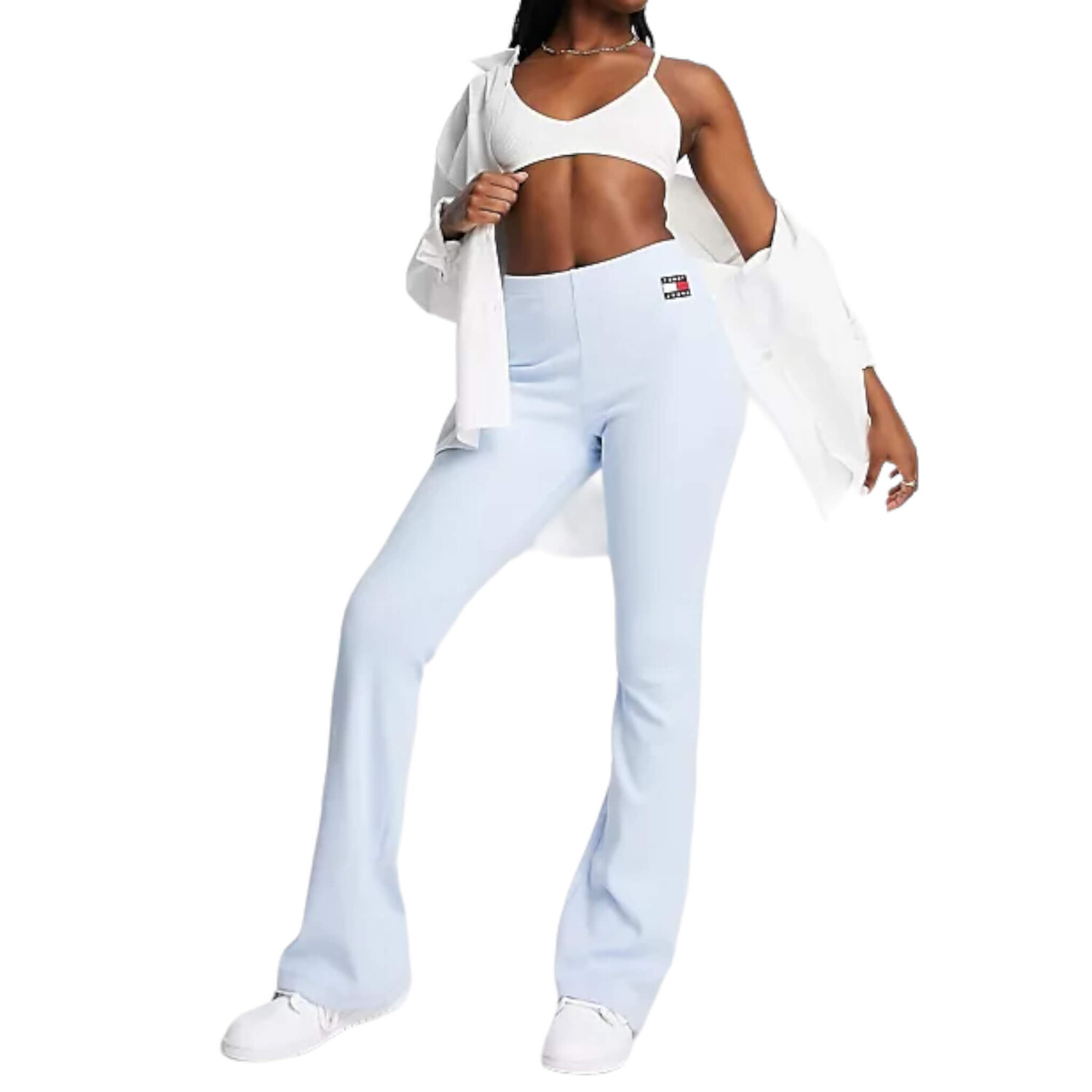 

Леггинсы Tommy Hilfiger Co-ord Rib Logo Flared, голубой