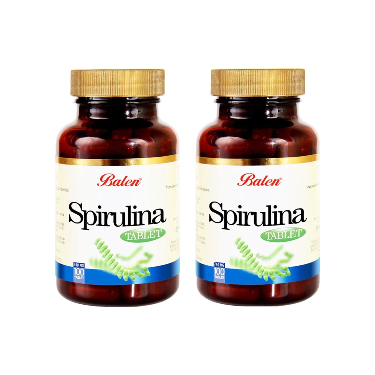Пищевая добавка Balen Spirulina 740 мг, 2 упаковки по 100 таблеток амла и спирулина pure planet amla plus 500 таблеток