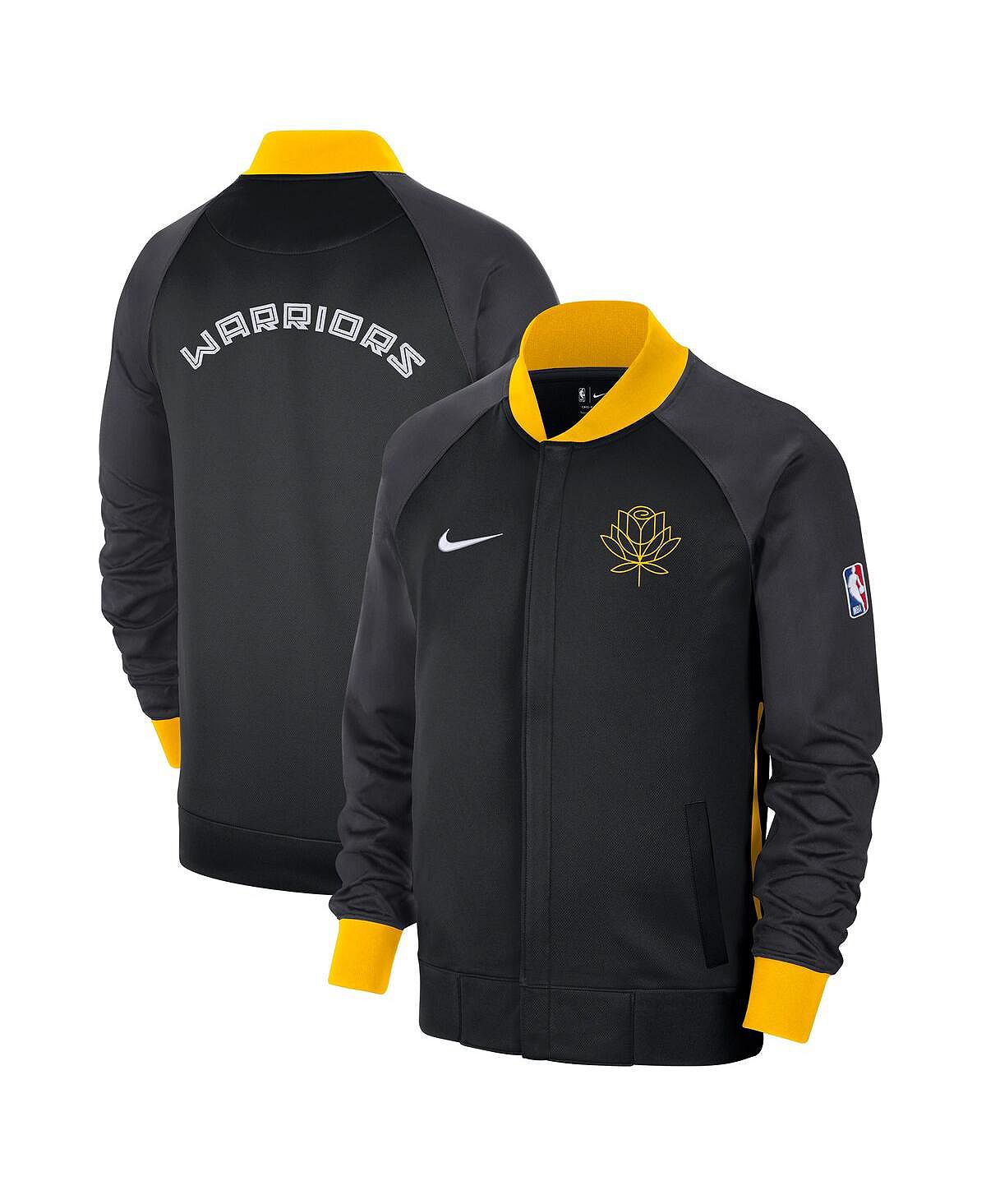 Мужская черная, желтая куртка golden state warriors 2022, 23 city edition showtime thermaflex с молнией во всю длину Nike, мульти