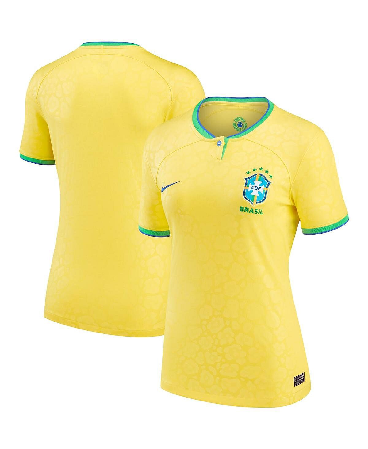 

Женская желтая национальная сборная бразилии 2022/23 home breathe stadium replica blank jersey Nike, Желтый