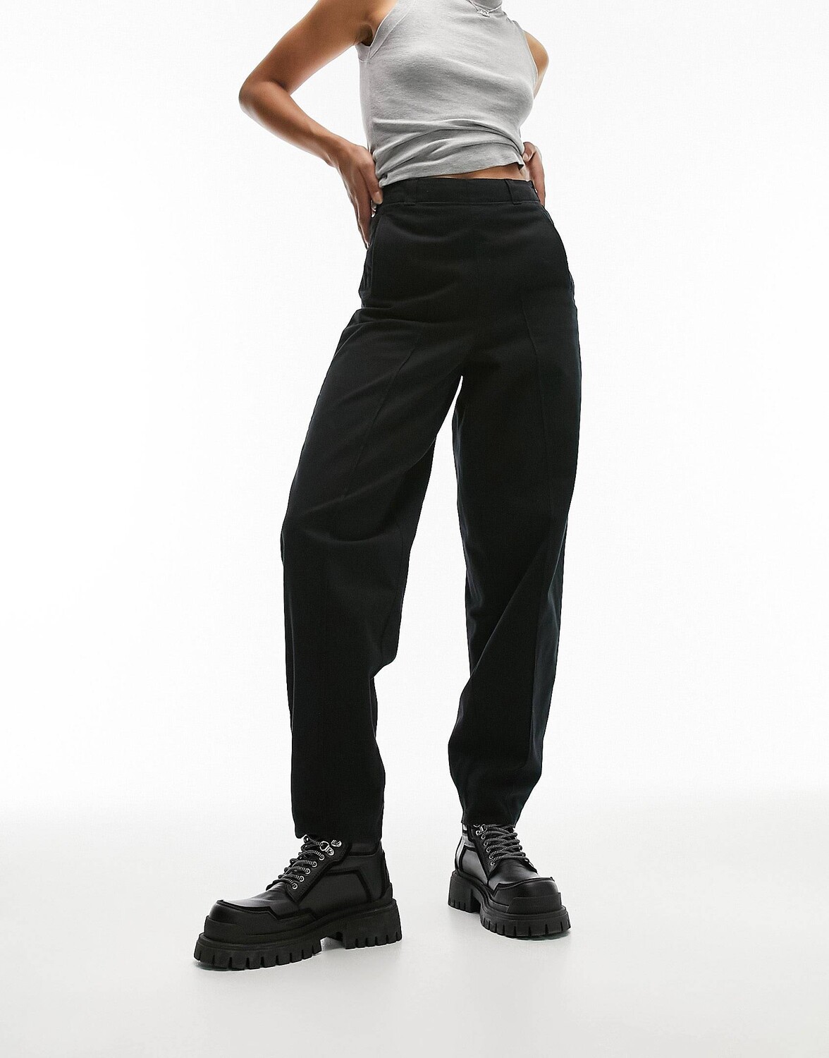 

Черные брюки с завышенной талией Topshop Tall, Черный