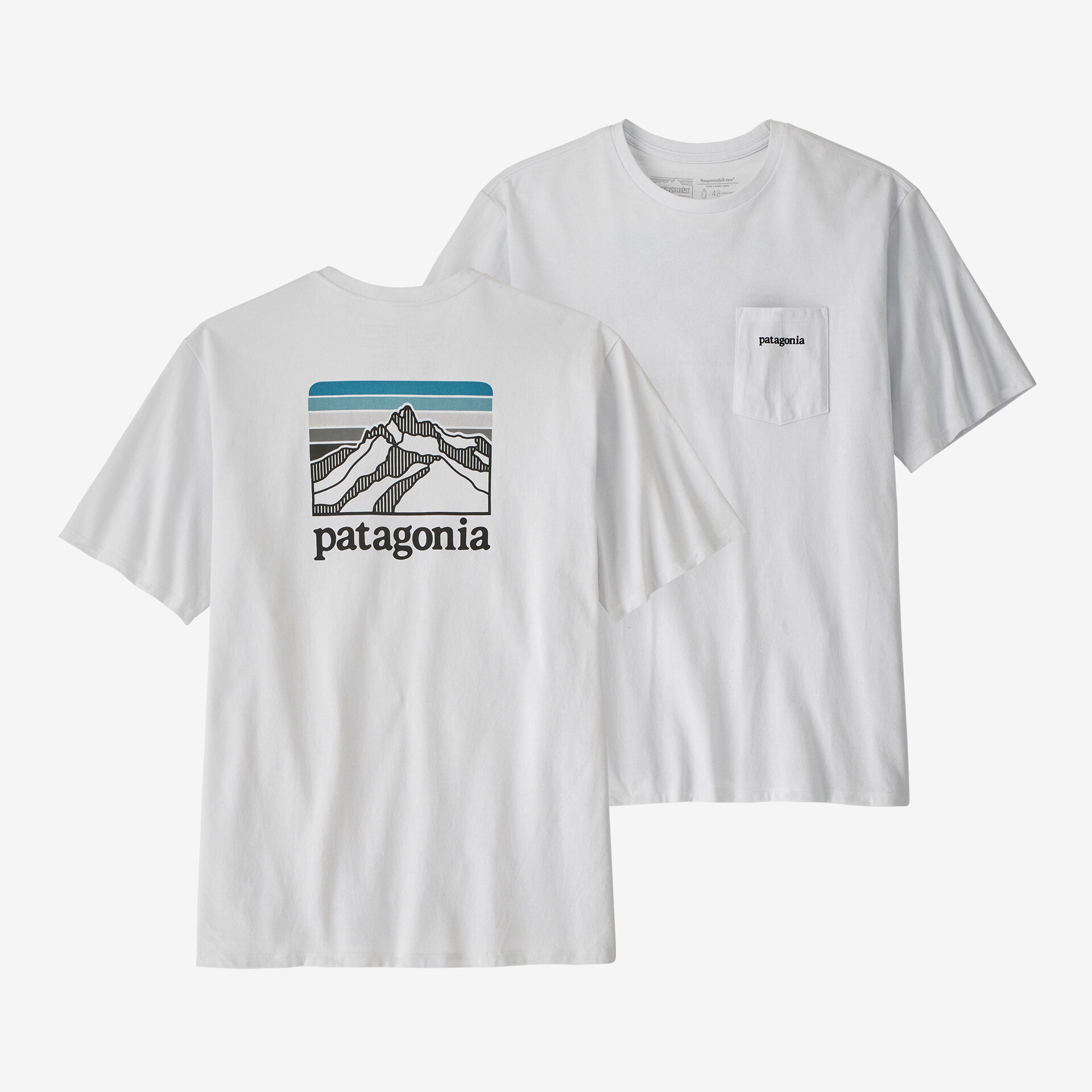 Мужская ответственная футболка с логотипом и карманом Patagonia, белый мужская ответственная футболка с логотипом и карманом patagonia черный