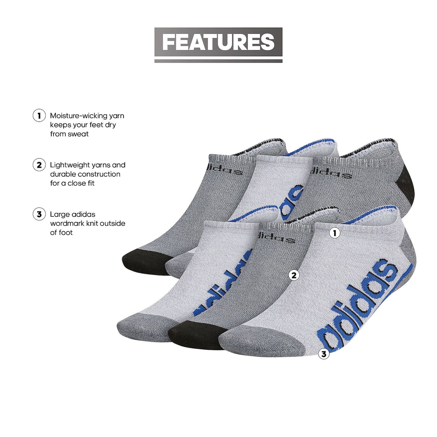 

Мужские носки adidas Superlite Linear, 6 пар носков-невидимок