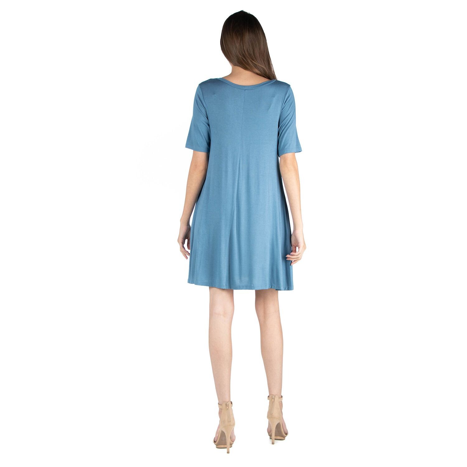 

Женское платье-рубашка с круглым вырезом и карманами 24seven Comfort Apparel 24Seven Comfort Apparel