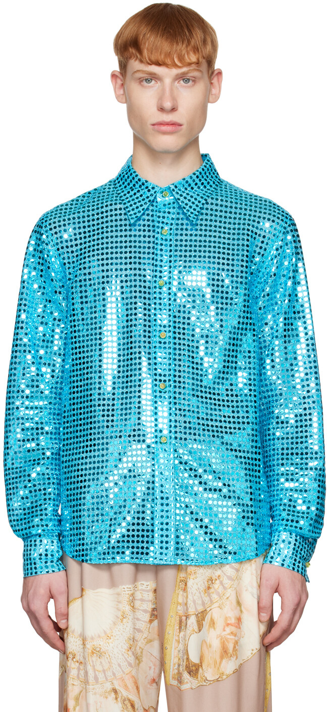 

Синяя рубашка с пайетками Acne Studios