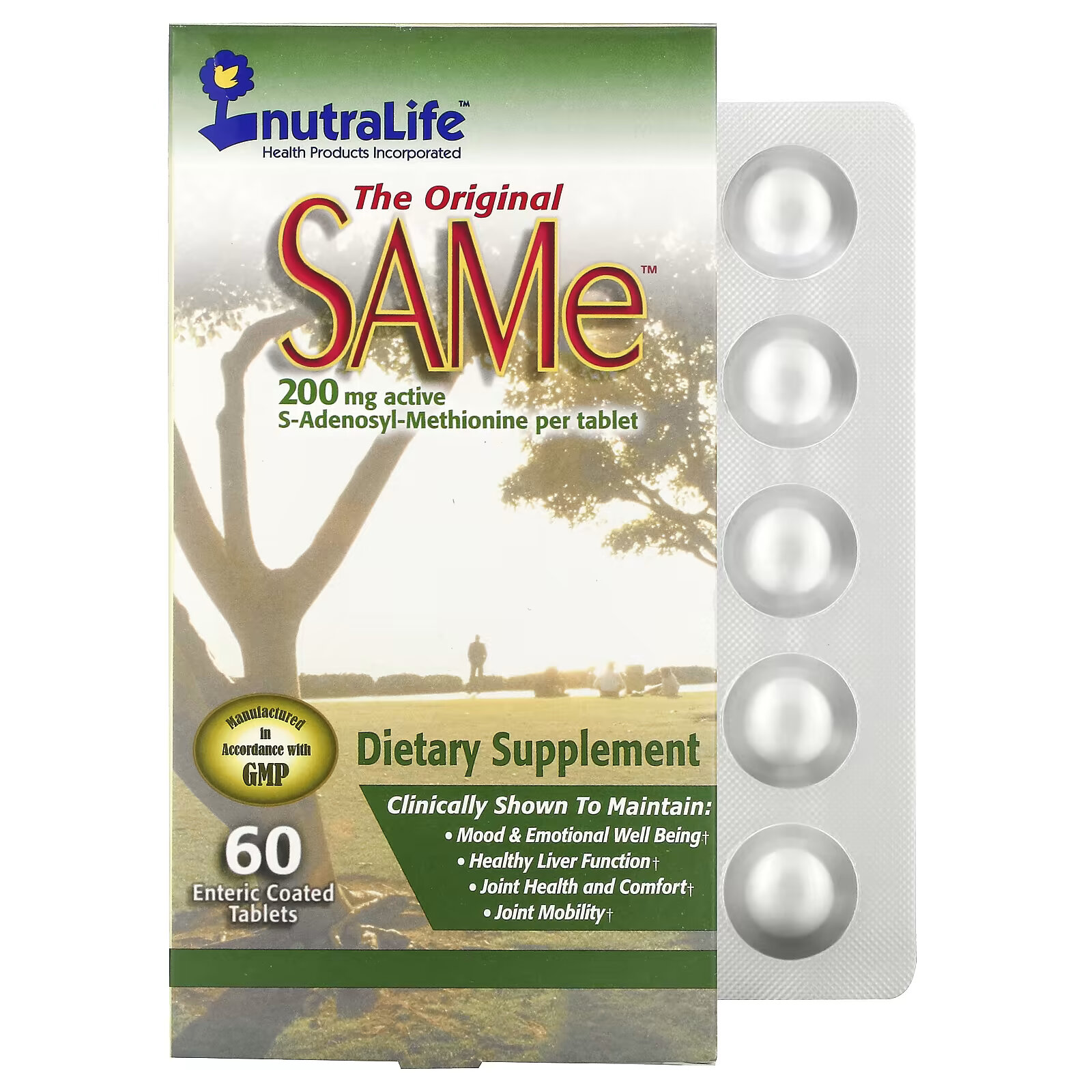 source naturals same 400 мг 30 таблеток покрытых кишечнорастворимой оболочкой NutraLife, SAMe (дисульфат тозилат), 200 мг, 60 таблеток, покрытых кишечнорастворимой оболочкой