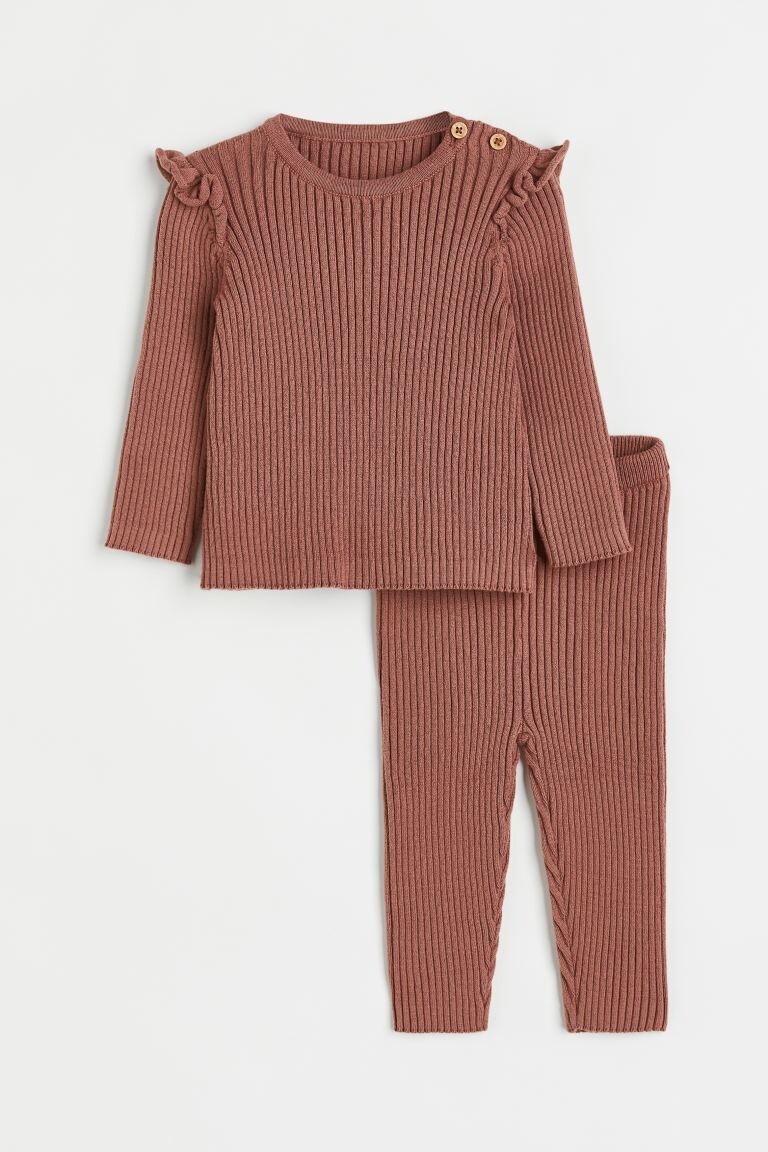 

Комплект из 2 предметов из хлопкового трикотажа H&M, коричневый