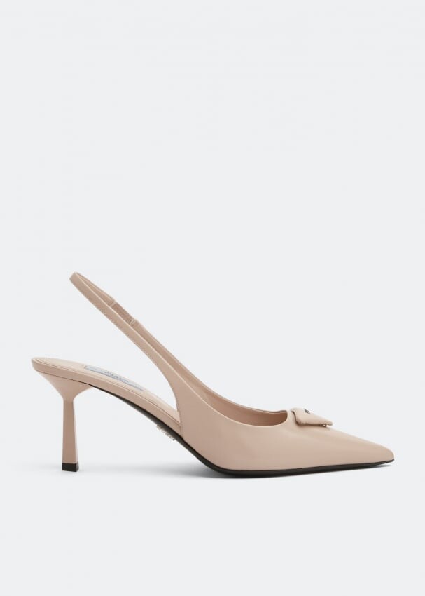 

Туфли PRADA Brushed leather slingback pumps, бежевый