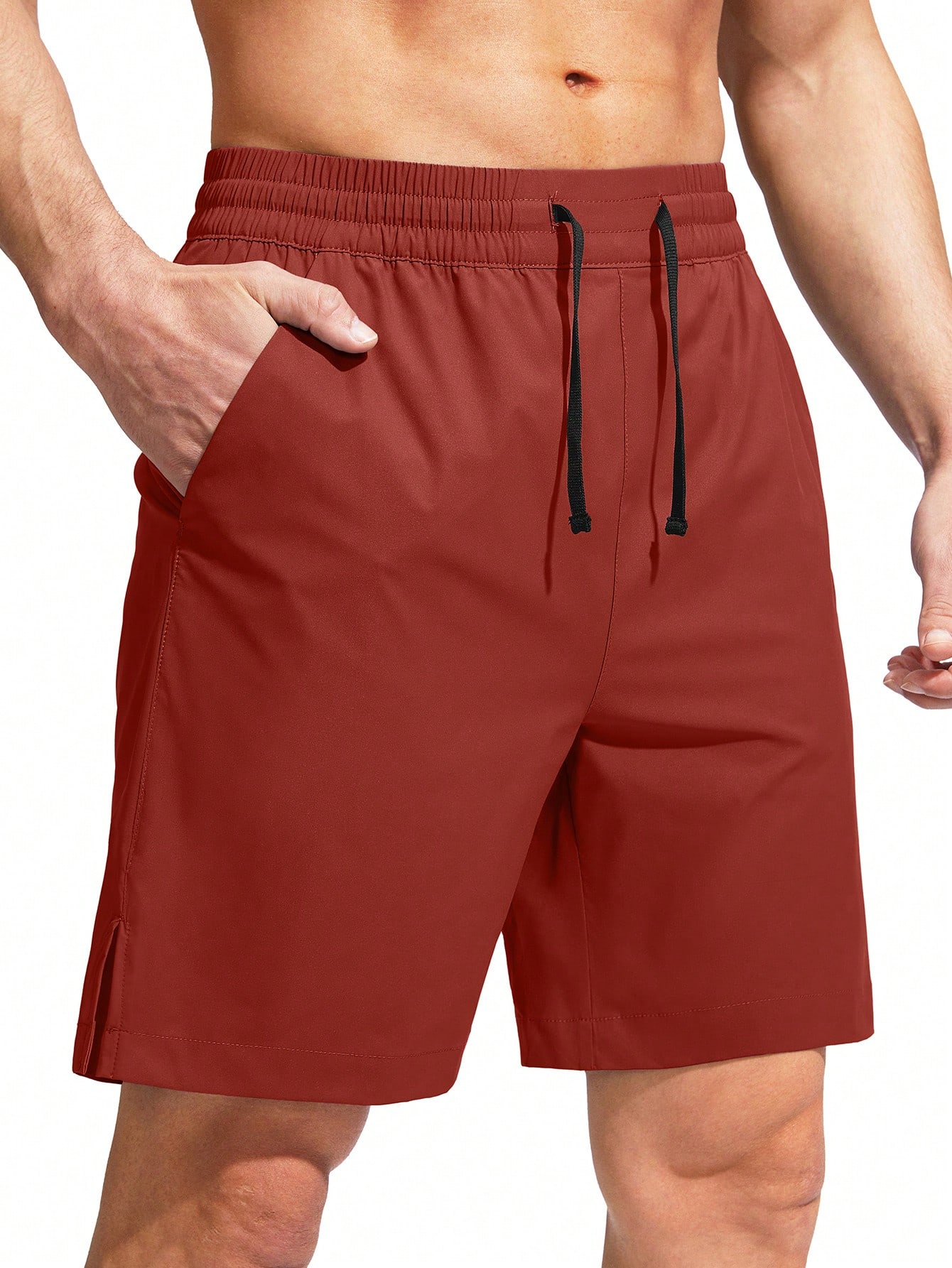 цена G Gradual G Gradual Мужские плавки Быстросохнущий купальный костюм Пляжные шорты для мужчин с карманами на молнии и сетчатой ​​подкладкой Серые шорты, красный
