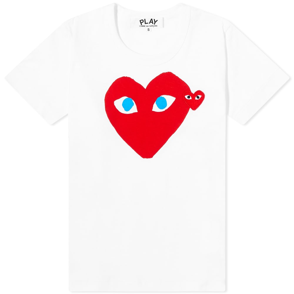 Футболка Comme des Garçons Play Double Heart Logo Tee кардиган comme des garçons lambswool with red emblem темно синий