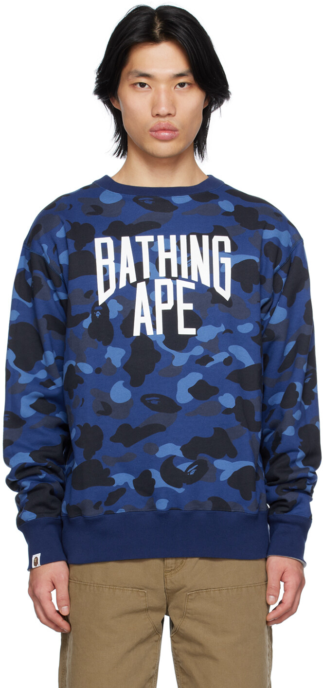 

Сине-серая двусторонняя толстовка в 4-х направлениях BAPE