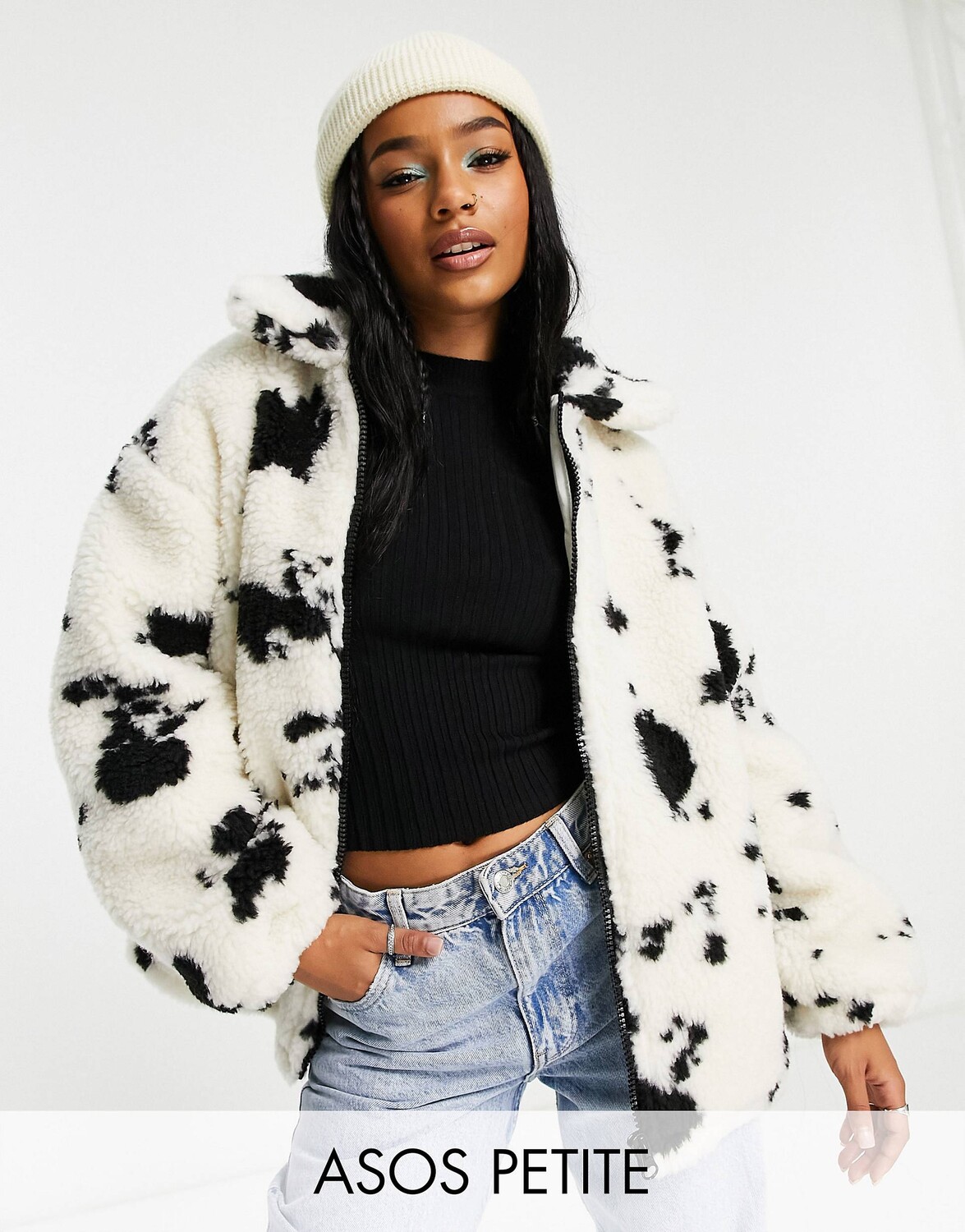 

Куртка с коровьим принтом ASOS DESIGN Petite, Серый