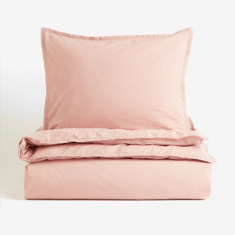 

Комплект односпального постельного белья H&M Home Washed Cotton, розовый