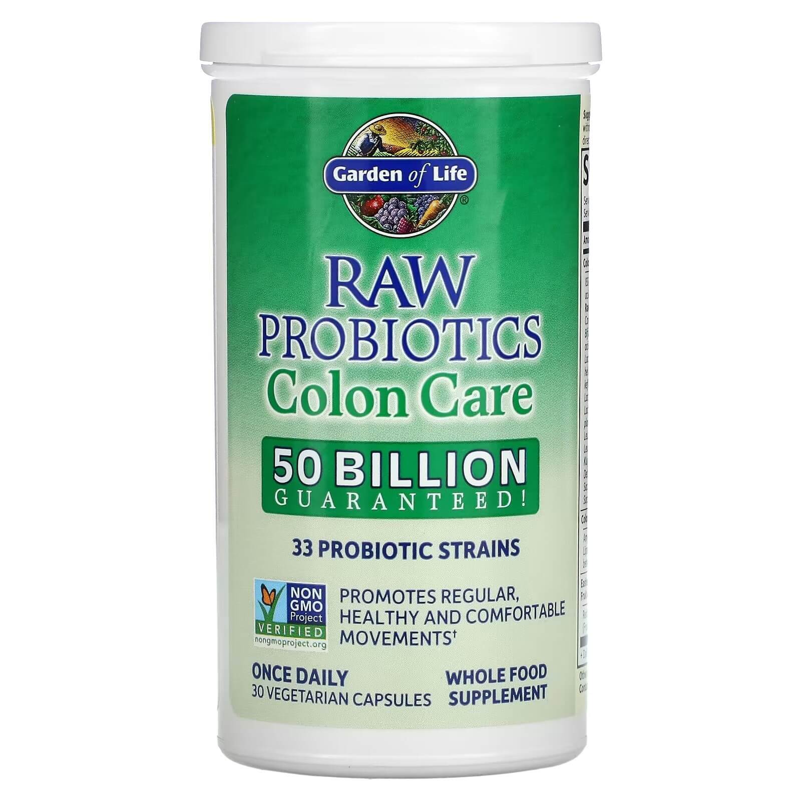 Пробиотики RAW, уход за толстой кишкой 30 капсул, Garden of Life пробиотики для взрослых 60 капсул garden of life