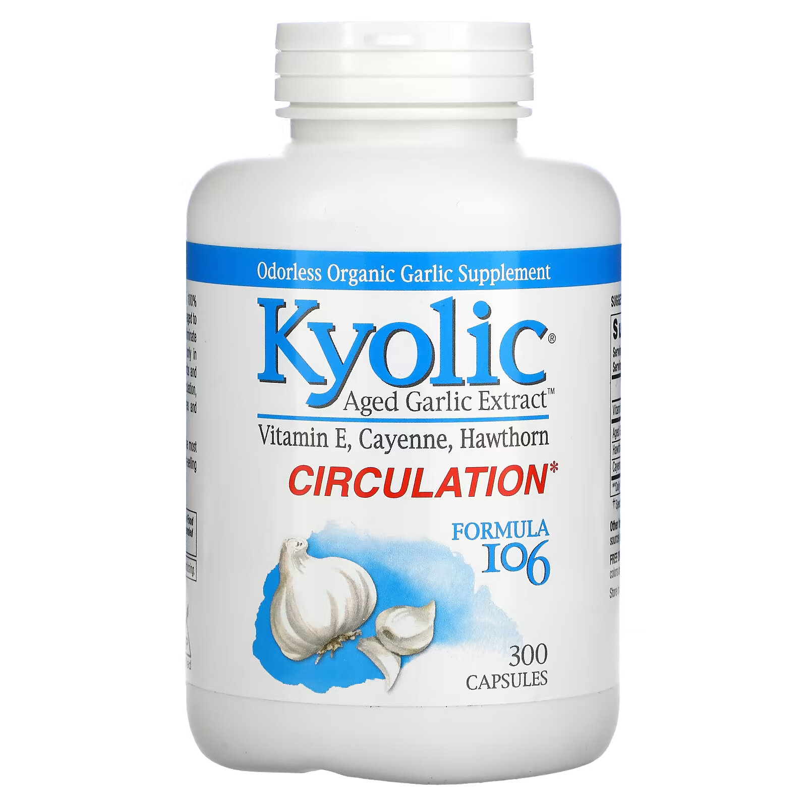 Kyolic, Экстракт Выдержанного Чеснока без запаха, Формула 106, 300 капсул kyolic экстракт выдержанного чеснока фитостеролы формула 107 240 капсул