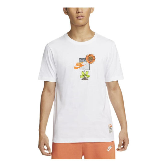 

Футболка Men's Nike Logo Plant Pattern White T-Shirt DQ1034-100, белый